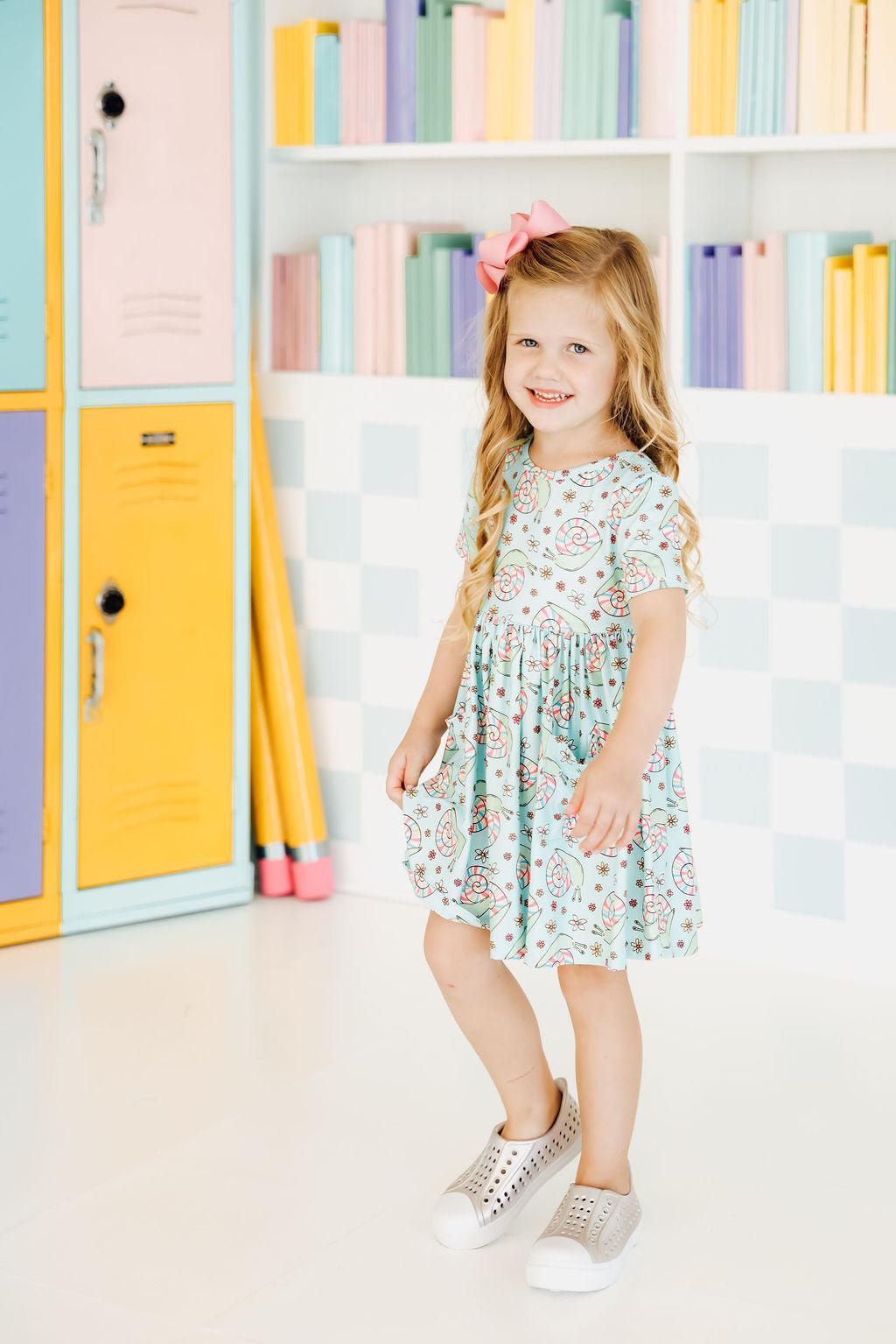 Spring Snails S/S Pocket Twirl Dress