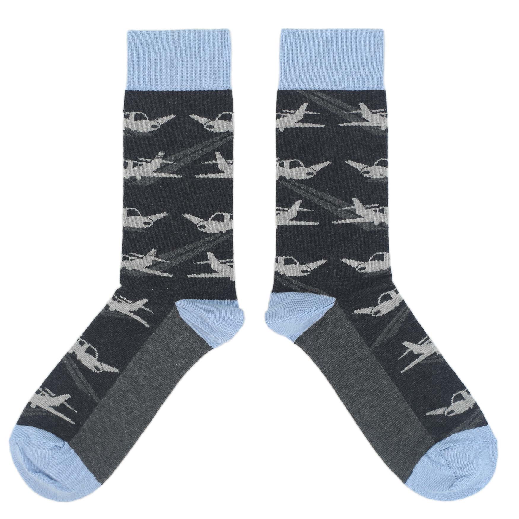 Gray Land the Plane Airplane Men's Dress Socks