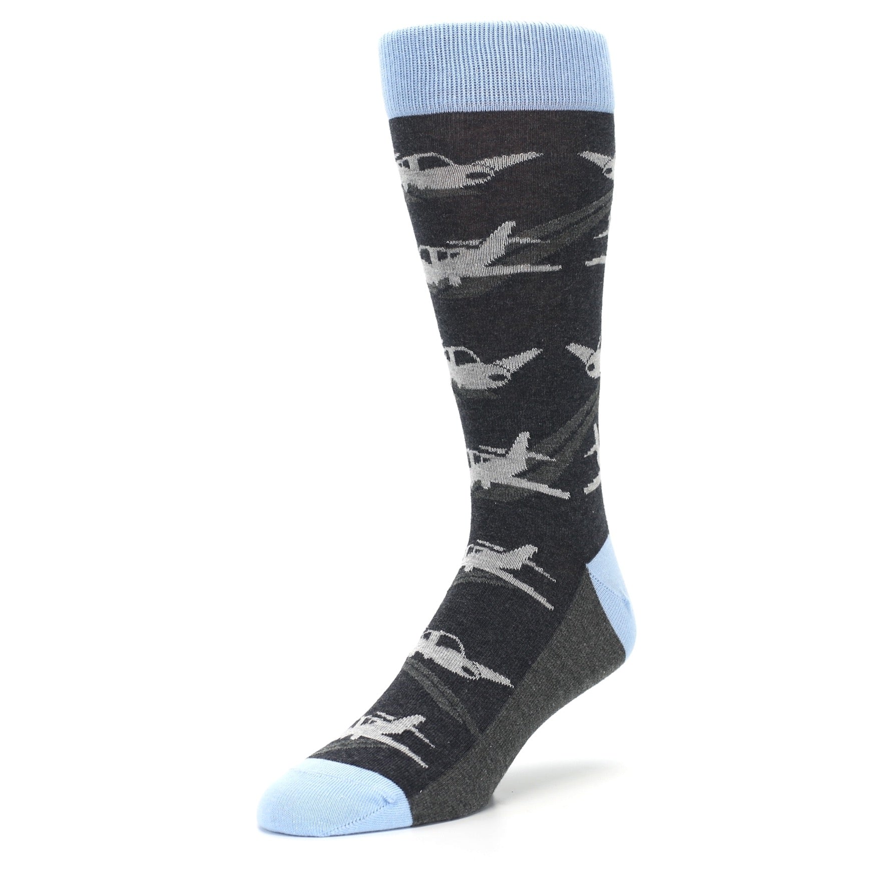 Gray Land the Plane Airplane Men's Dress Socks