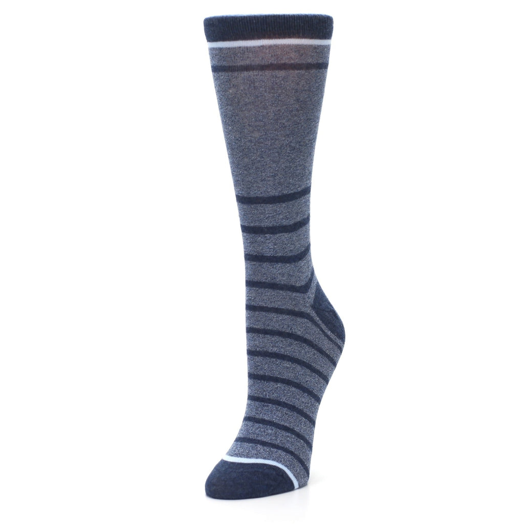 Blue Navy Heathered Stripe Women's Dress Sock