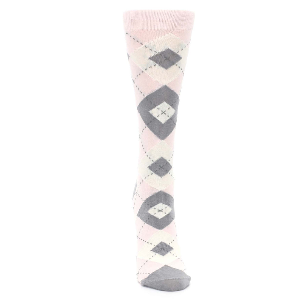 Blush Light Pink Gray Argyle Women's Dress Socks