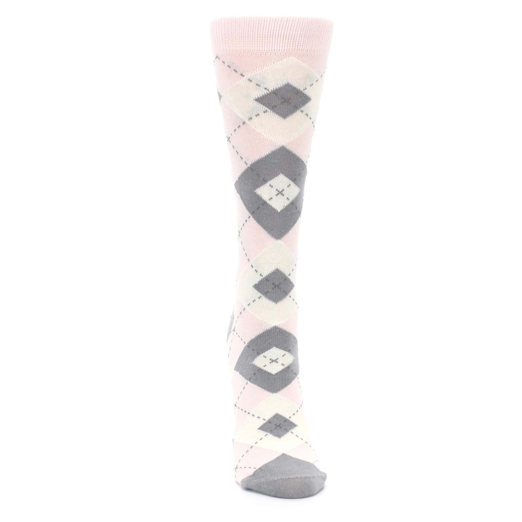 Blush Light Pink Gray Argyle Women's Dress Socks