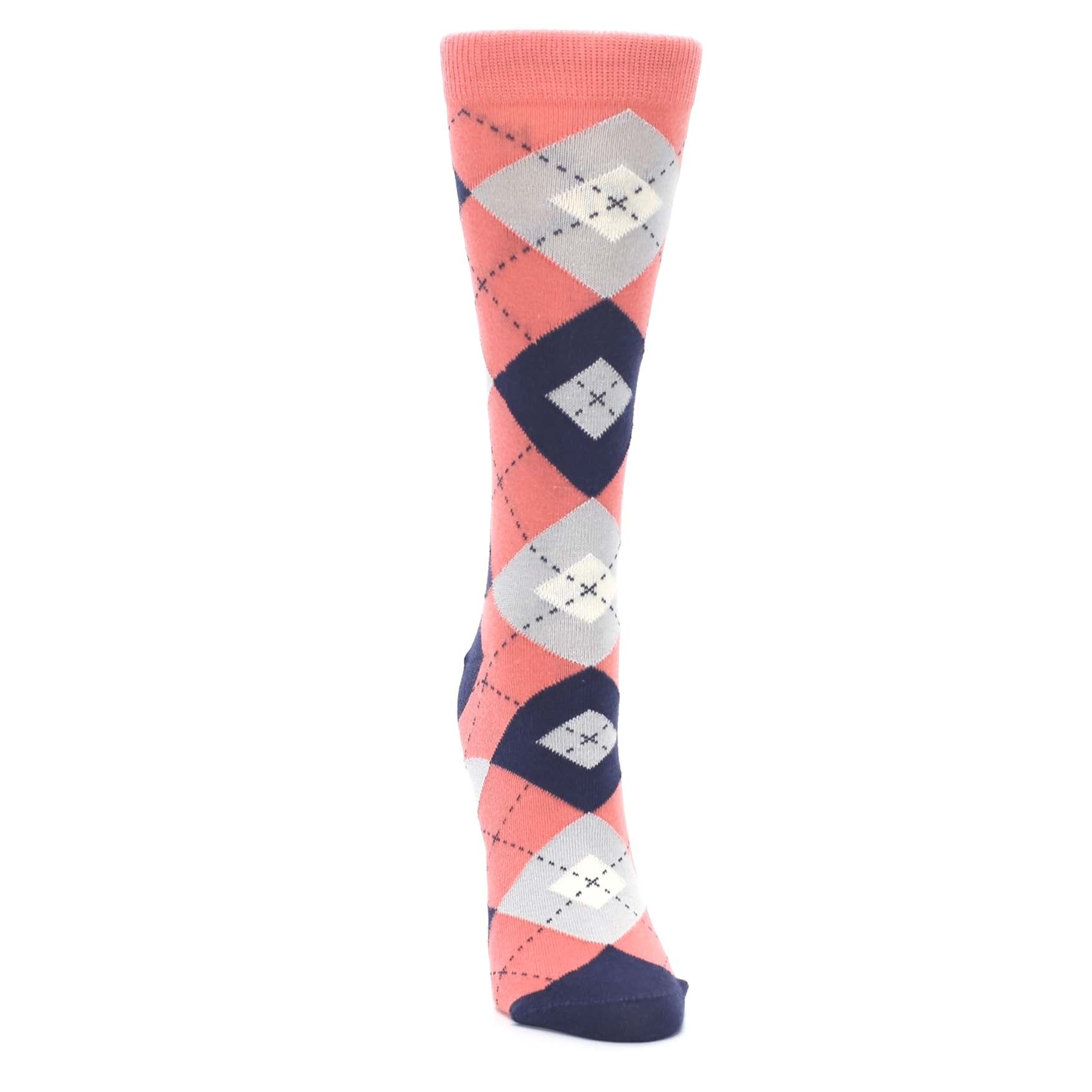 Coral Navy Argyle Women's Dress Socks