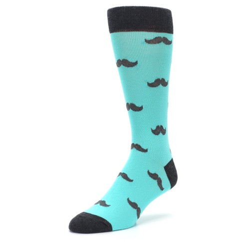 Spa Green Gray Mustache Groomsmen Wedding Men’s Dress Socks