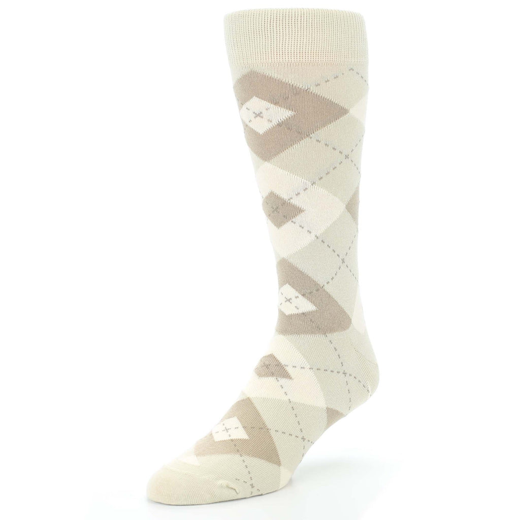 Champagne Argyle Wedding Groomsmen Men's Dress Socks