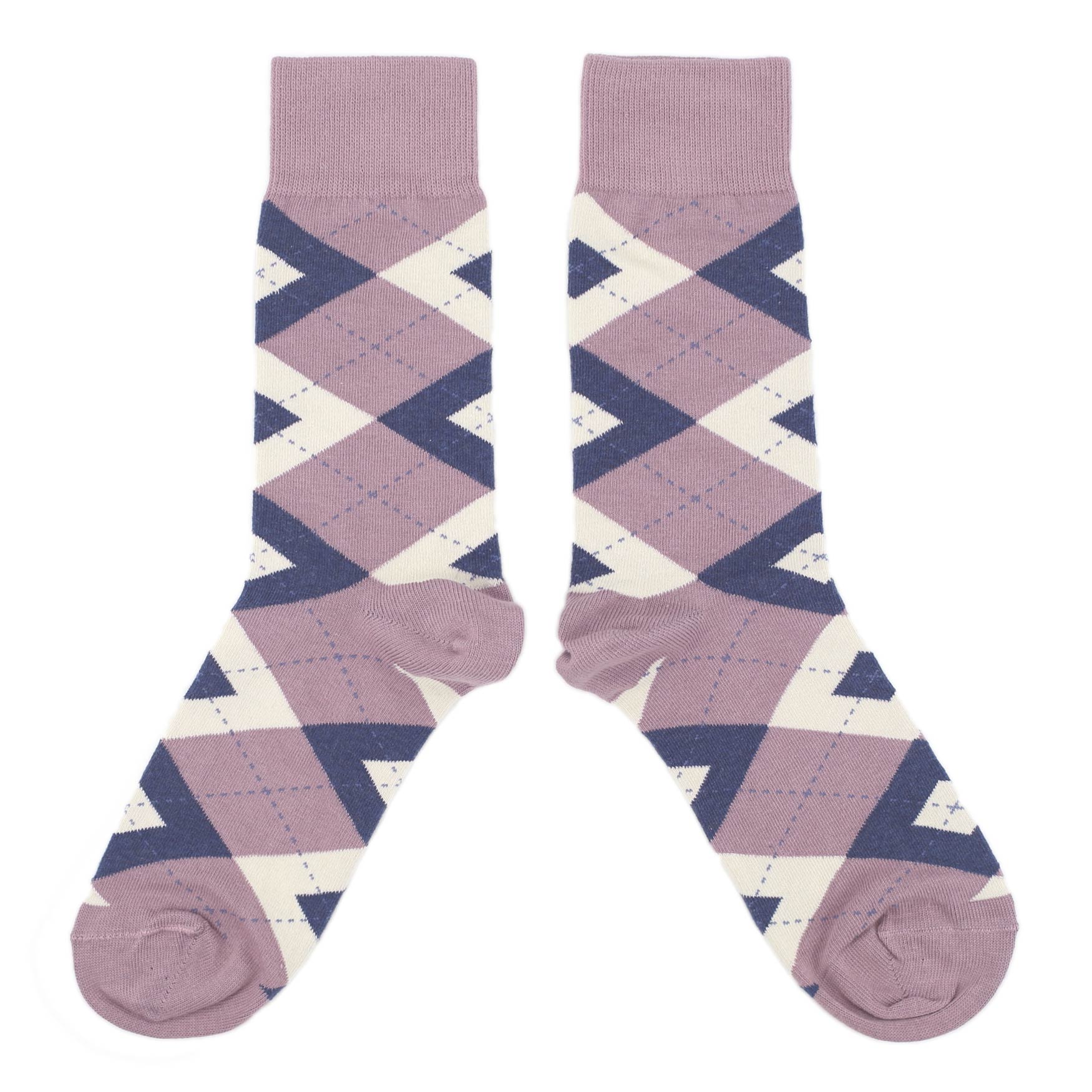 Desert Rose Navy Argyle Wedding Groomsmen Men's Dress Socks