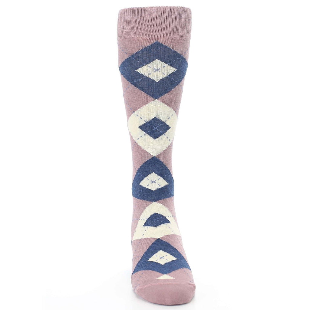 Desert Rose Navy Argyle Wedding Groomsmen Men's Dress Socks