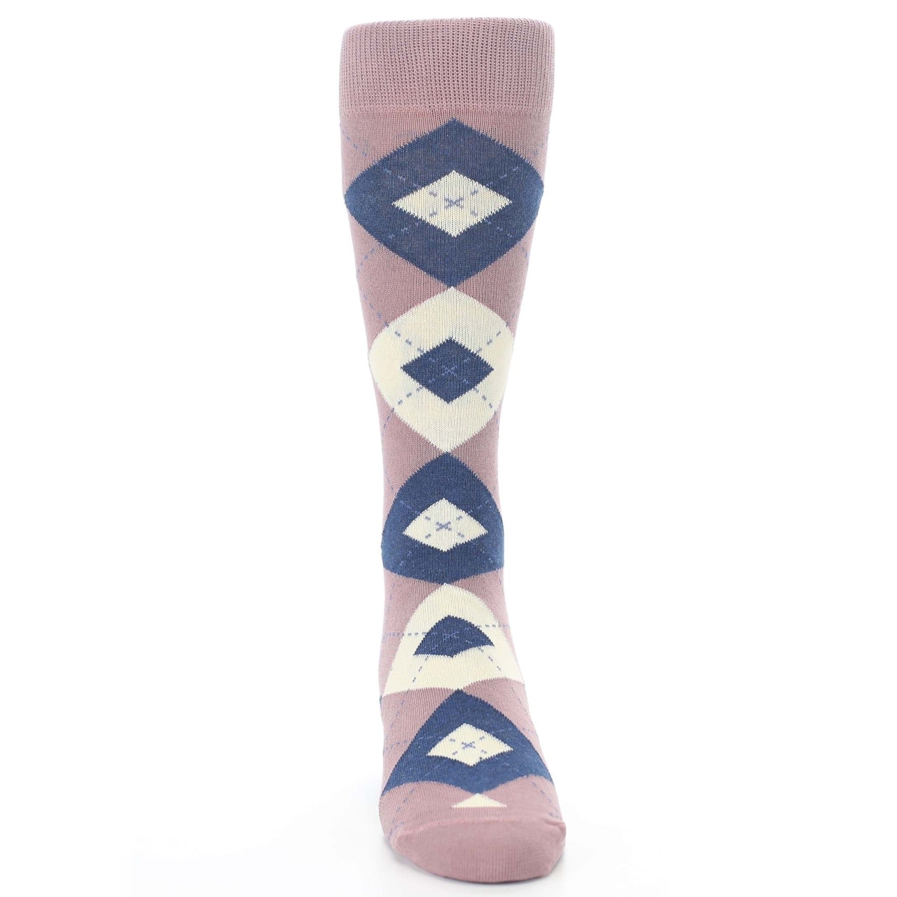 Desert Rose Navy Argyle Wedding Groomsmen Men's Dress Socks