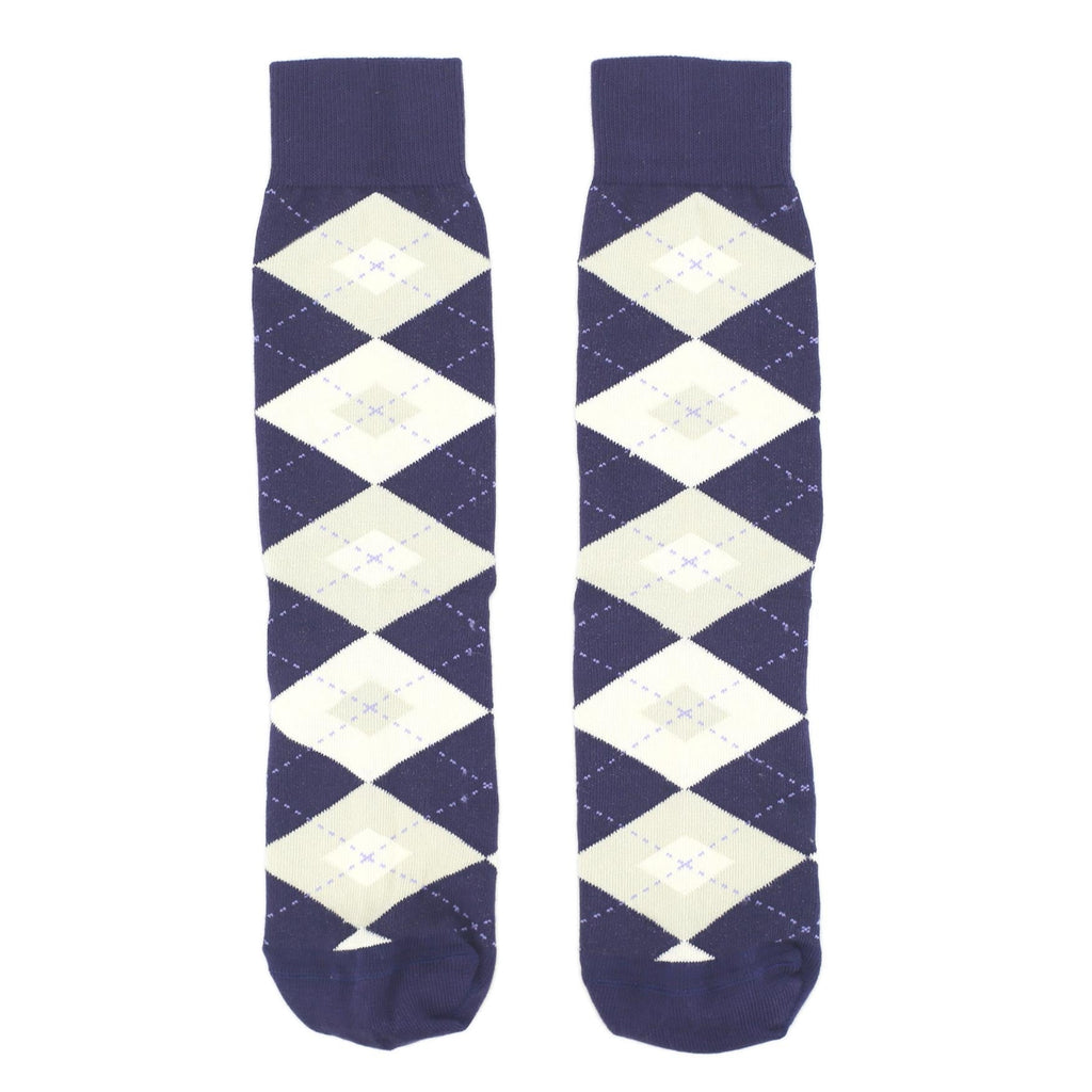 Lapis Purple Champagne Argyle Men's Dress Socks