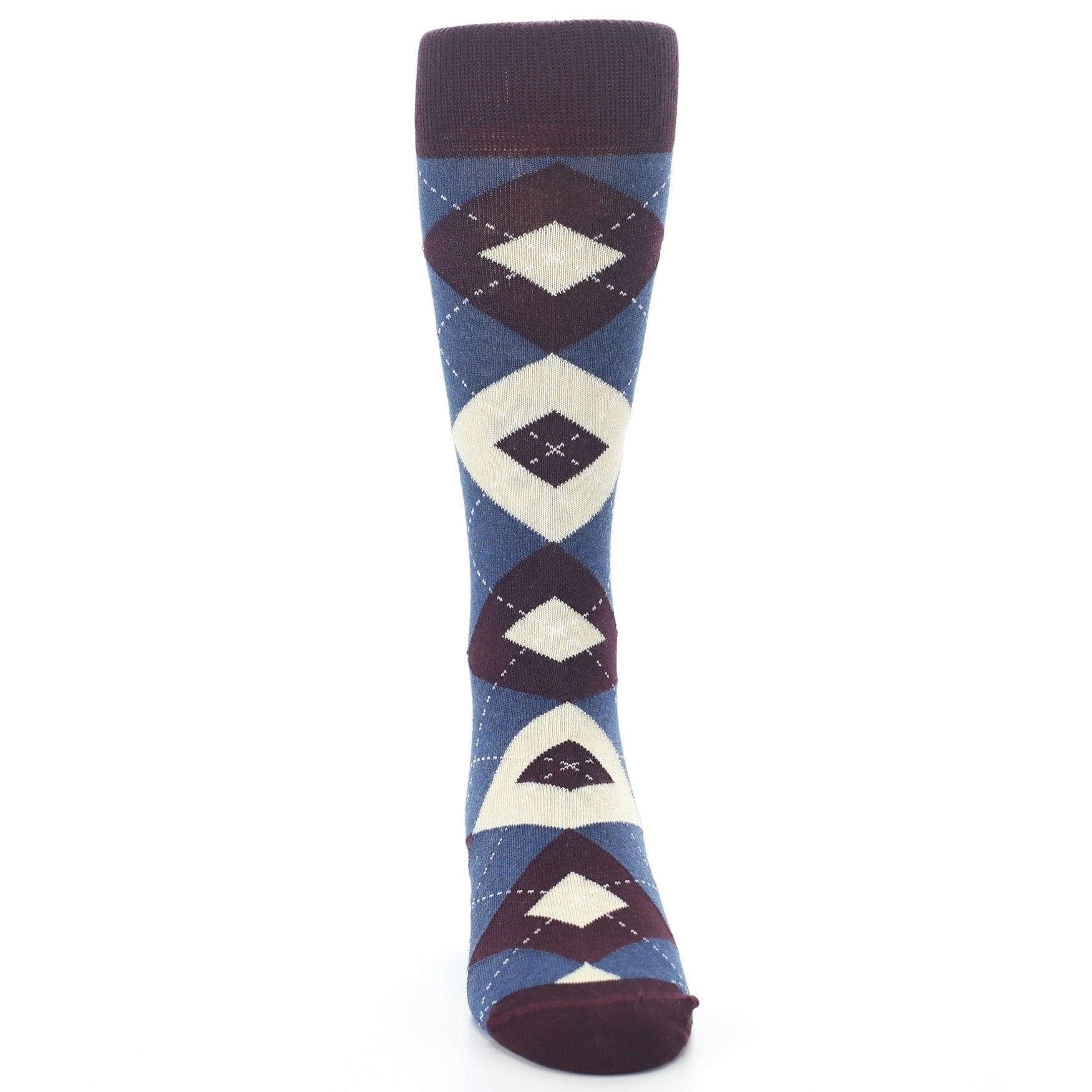 Bordeaux Champagne Navy Argyle Men's Dress Socks