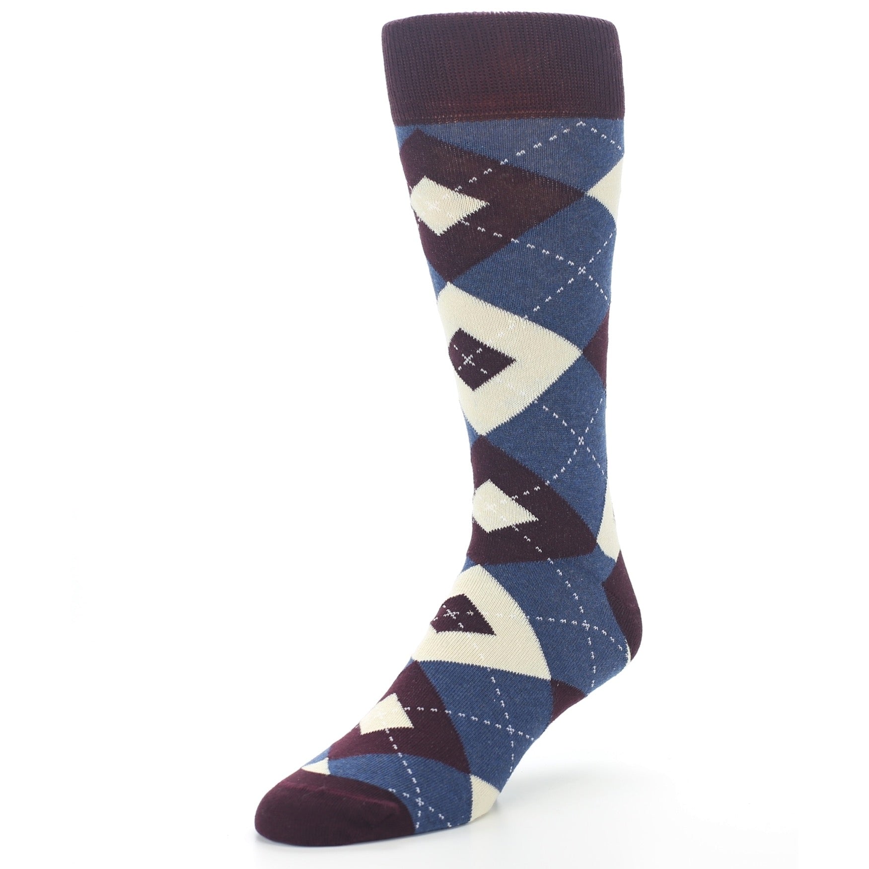 Bordeaux Champagne Navy Argyle Men's Dress Socks