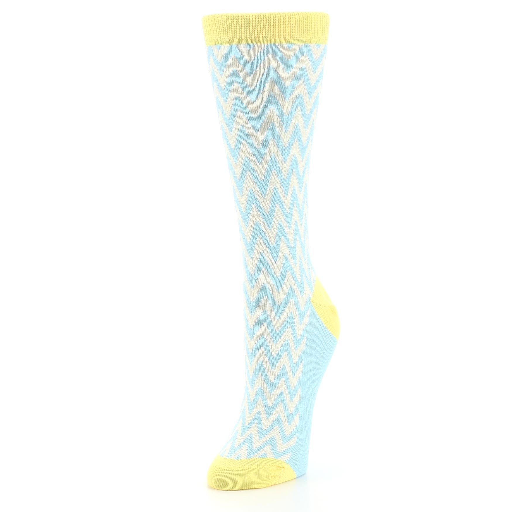 Blue Cream Chevron Jacquard Women's Dress Socks
