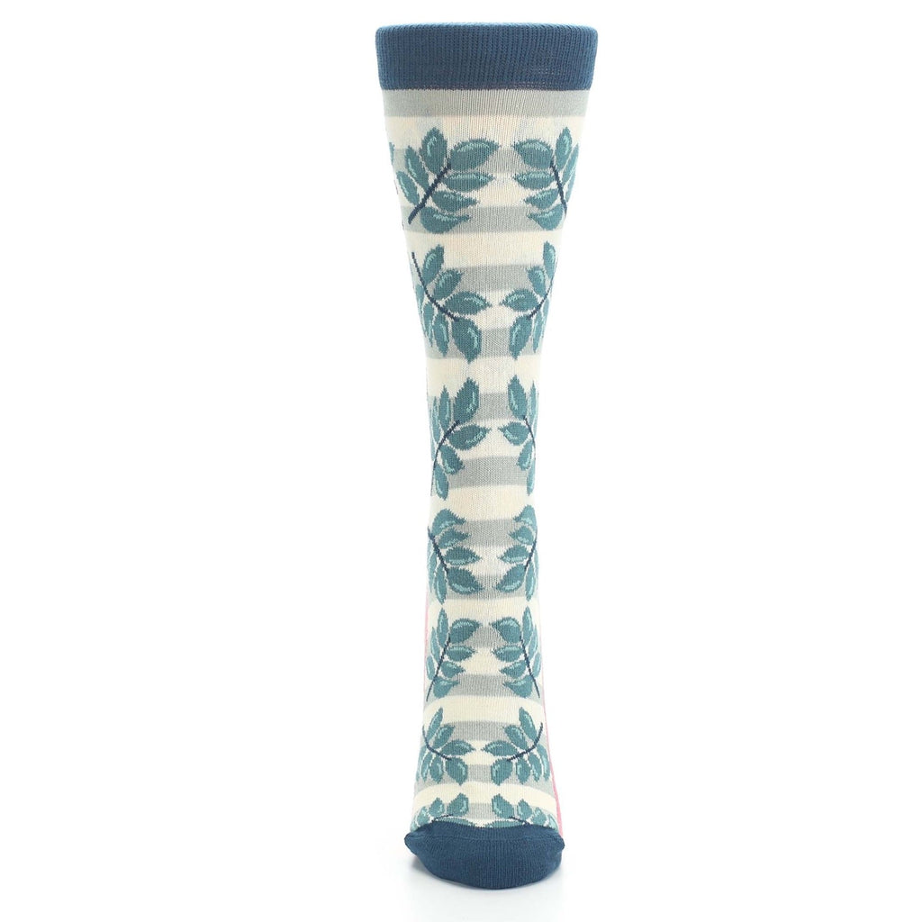 Dark Teal Cream Palm Branches Women's Dress Socks