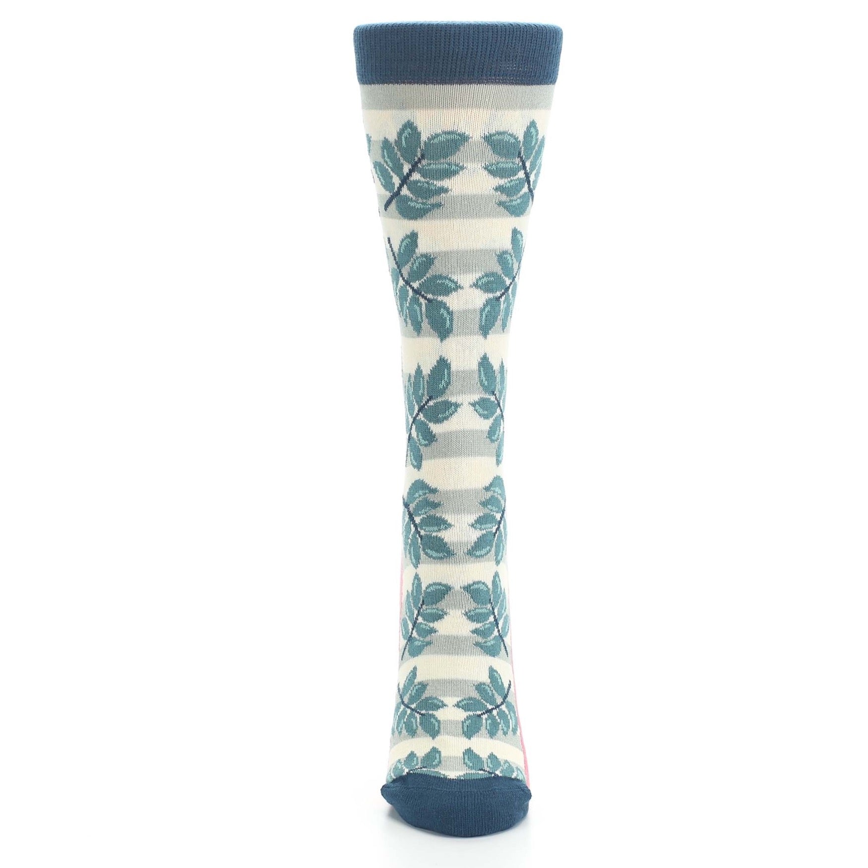 Dark Teal Cream Palm Branches Women's Dress Socks