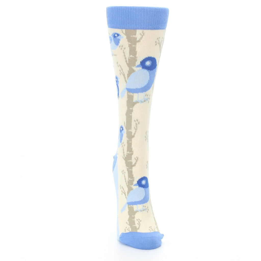 Blue Cream Birds Women's Dress Socks
