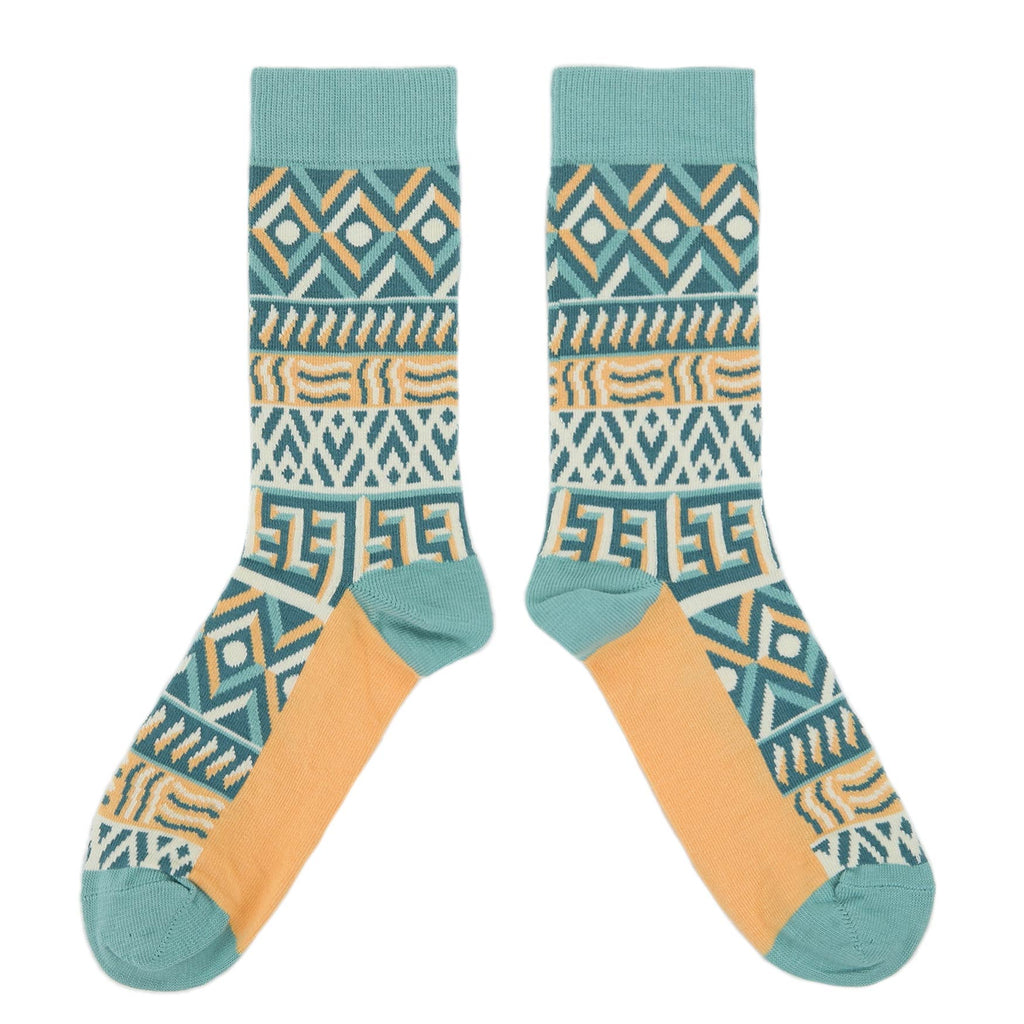 Green Orange Tribal Pattern Women's Dress Socks