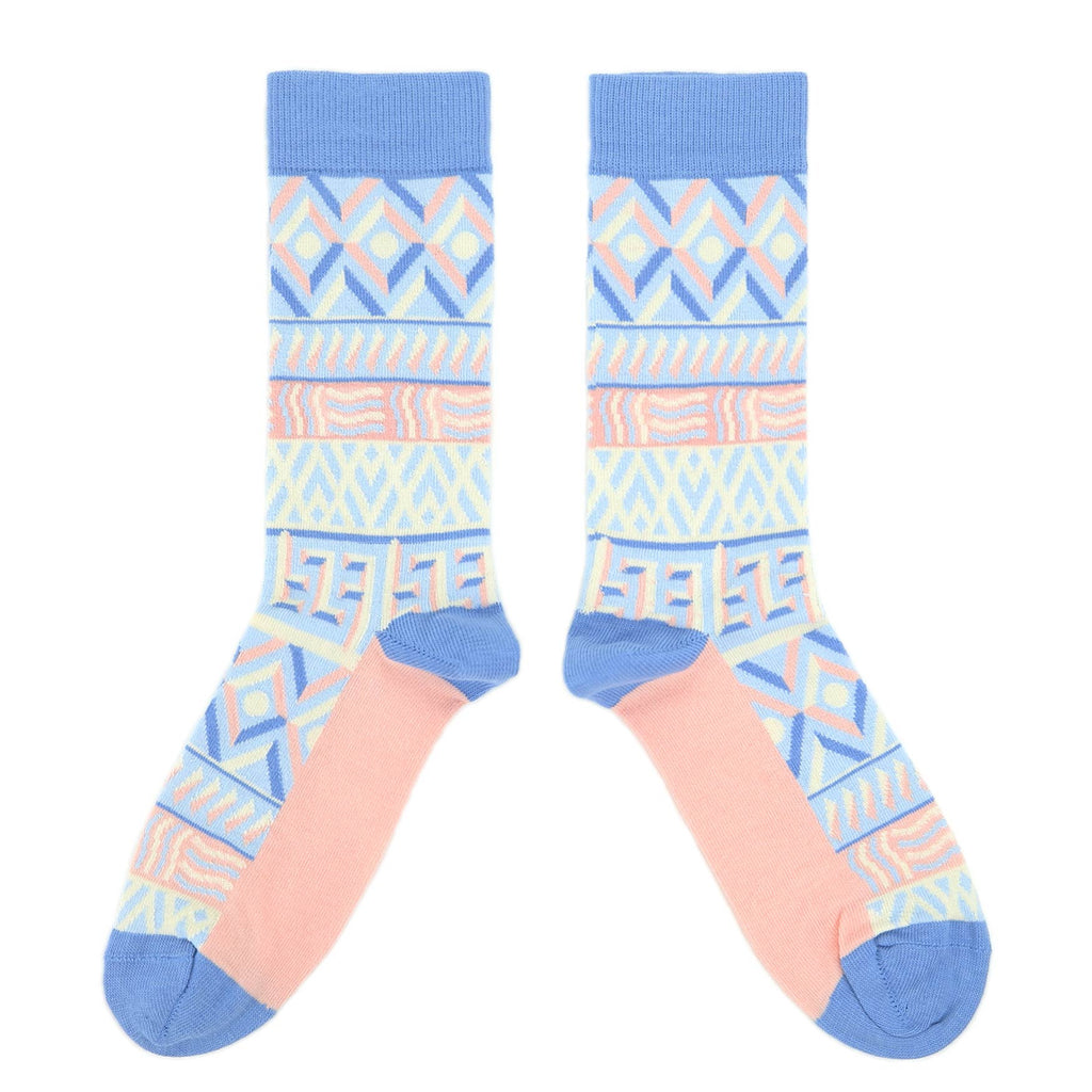 Blue Light Coral Tribal Pattern Socks - Women's Dress Socks