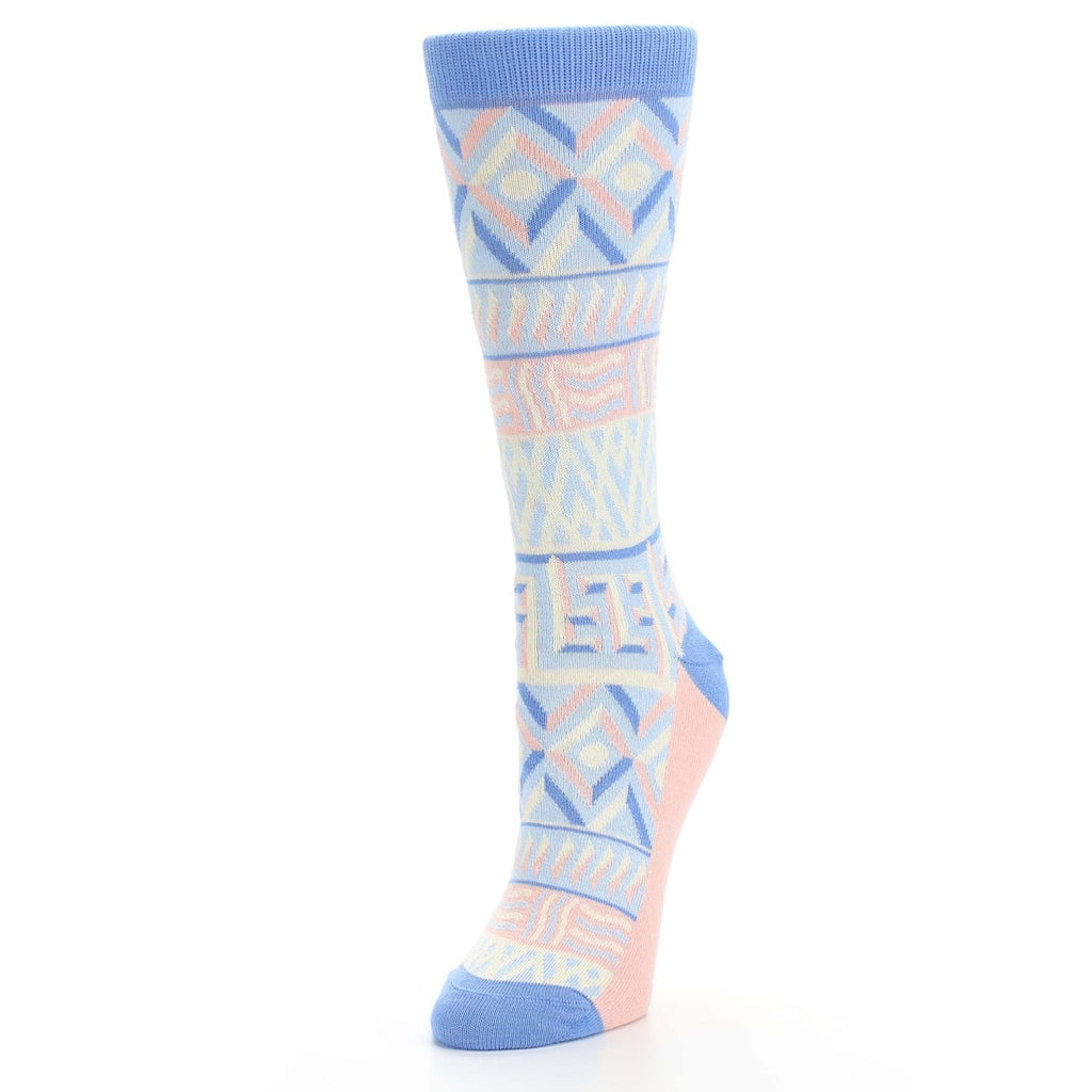 Blue Light Coral Tribal Pattern Socks - Women's Dress Socks