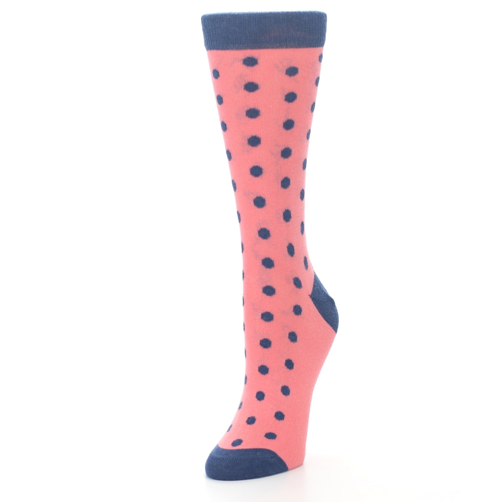 Coral Navy Polka Dot Women's Dress Socks