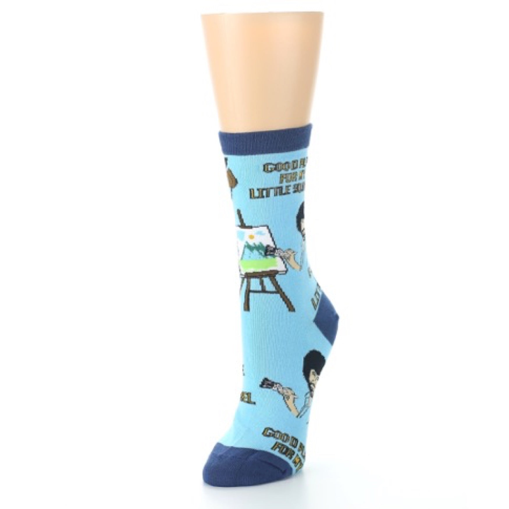 Blue Little Squirrel Bob Ross Socks - Women's Novelty Socks