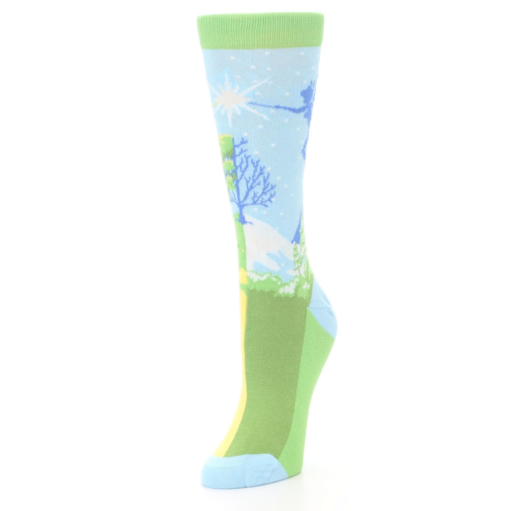 Blue Green Fairy Socks - Women's Novelty Socks