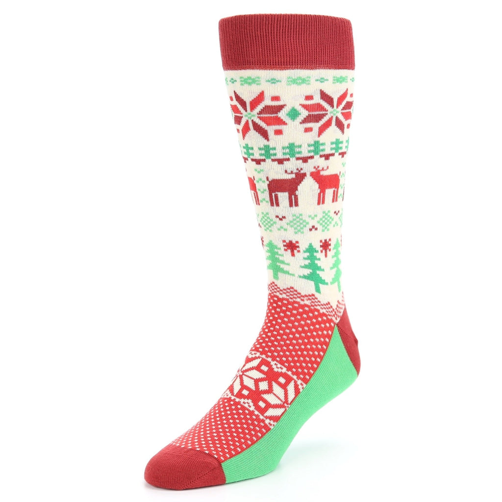 Fair Isle Christmas Socks - Men's Novelty Dress Socks