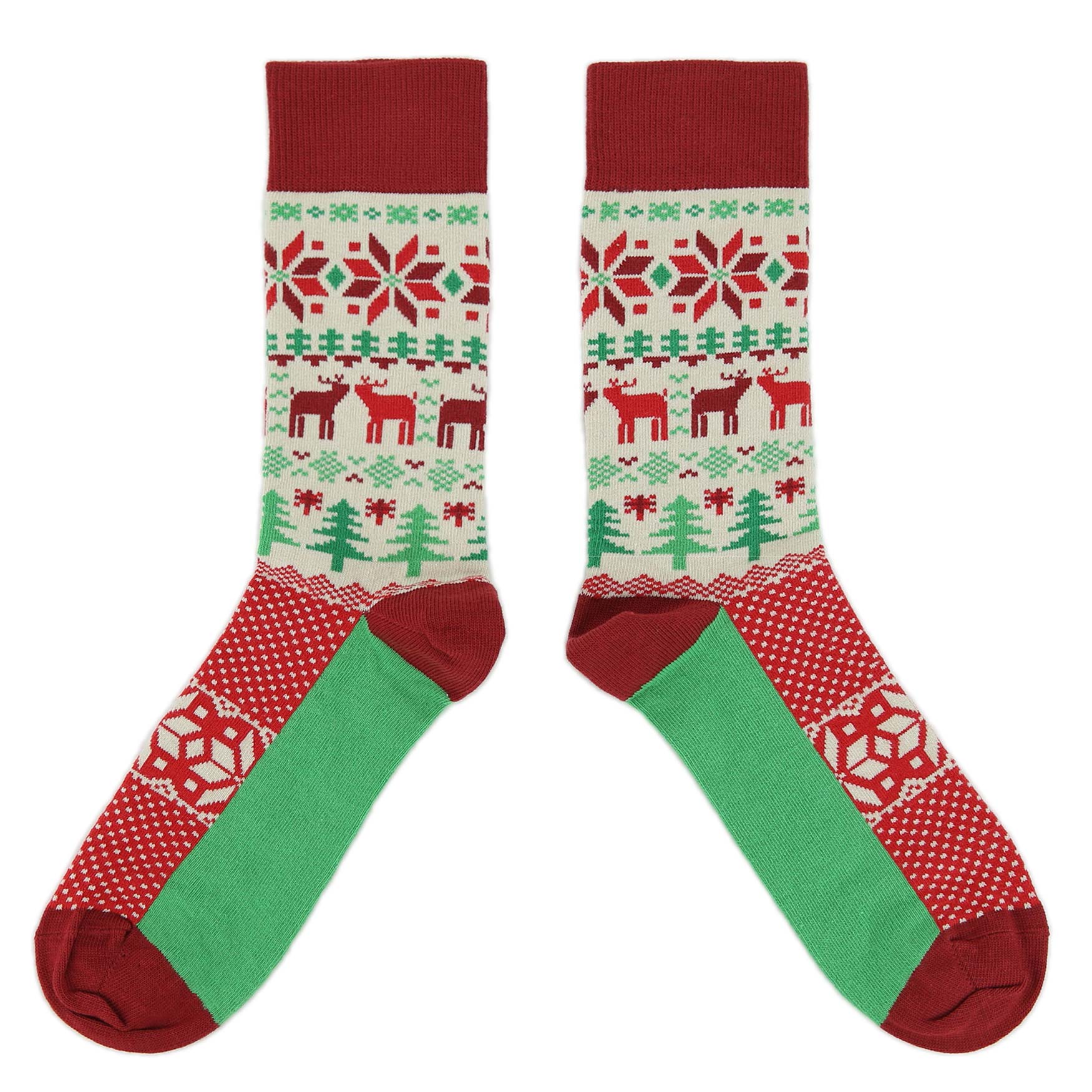 Fair Isle Christmas Socks - Men's Novelty Dress Socks