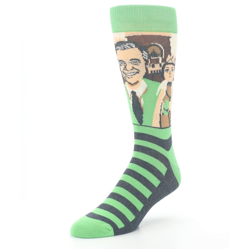 Mister Rogers Neighborhood Socks - Green Men's Dress Socks