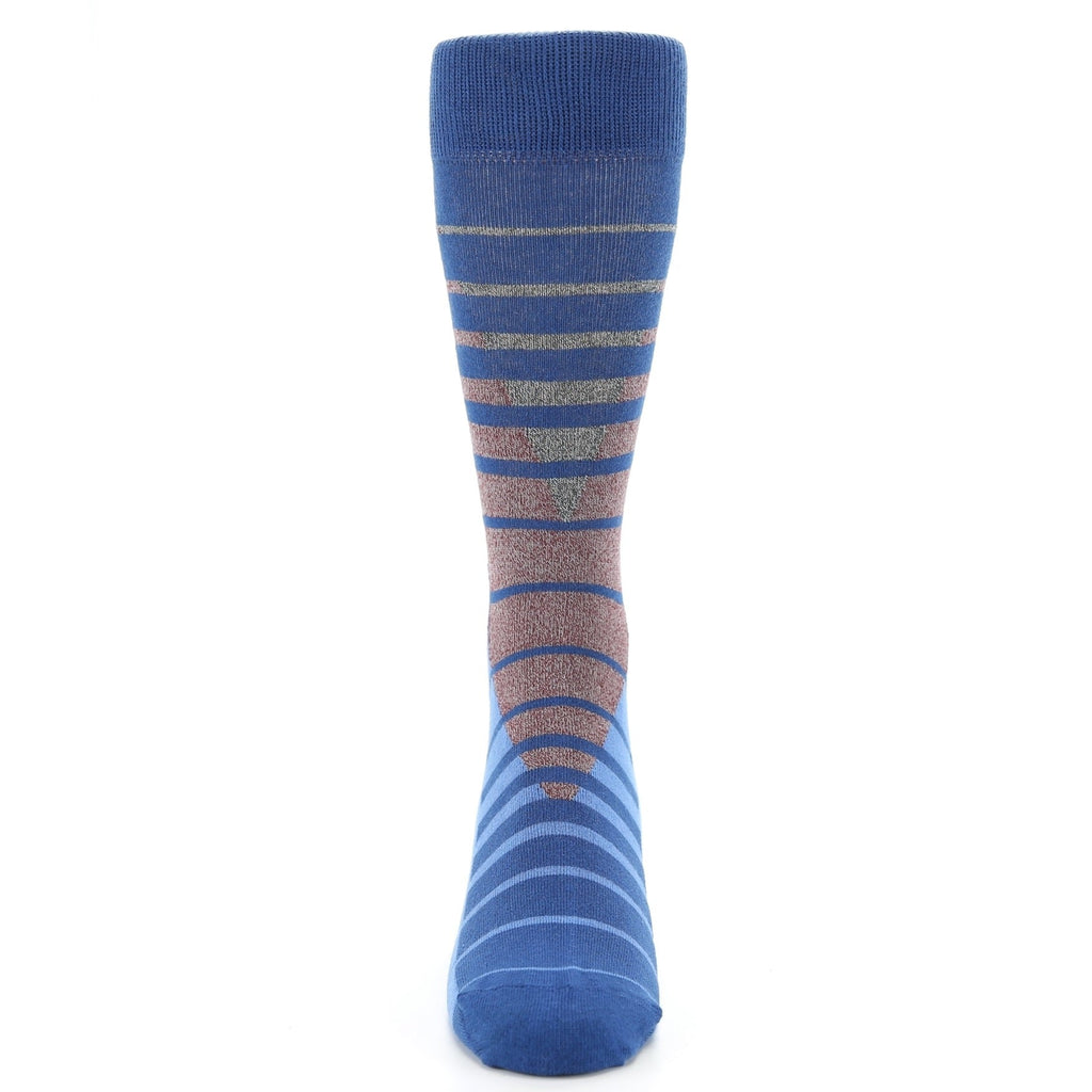 Blue Gray Triangle Stripe Men's Dress Socks