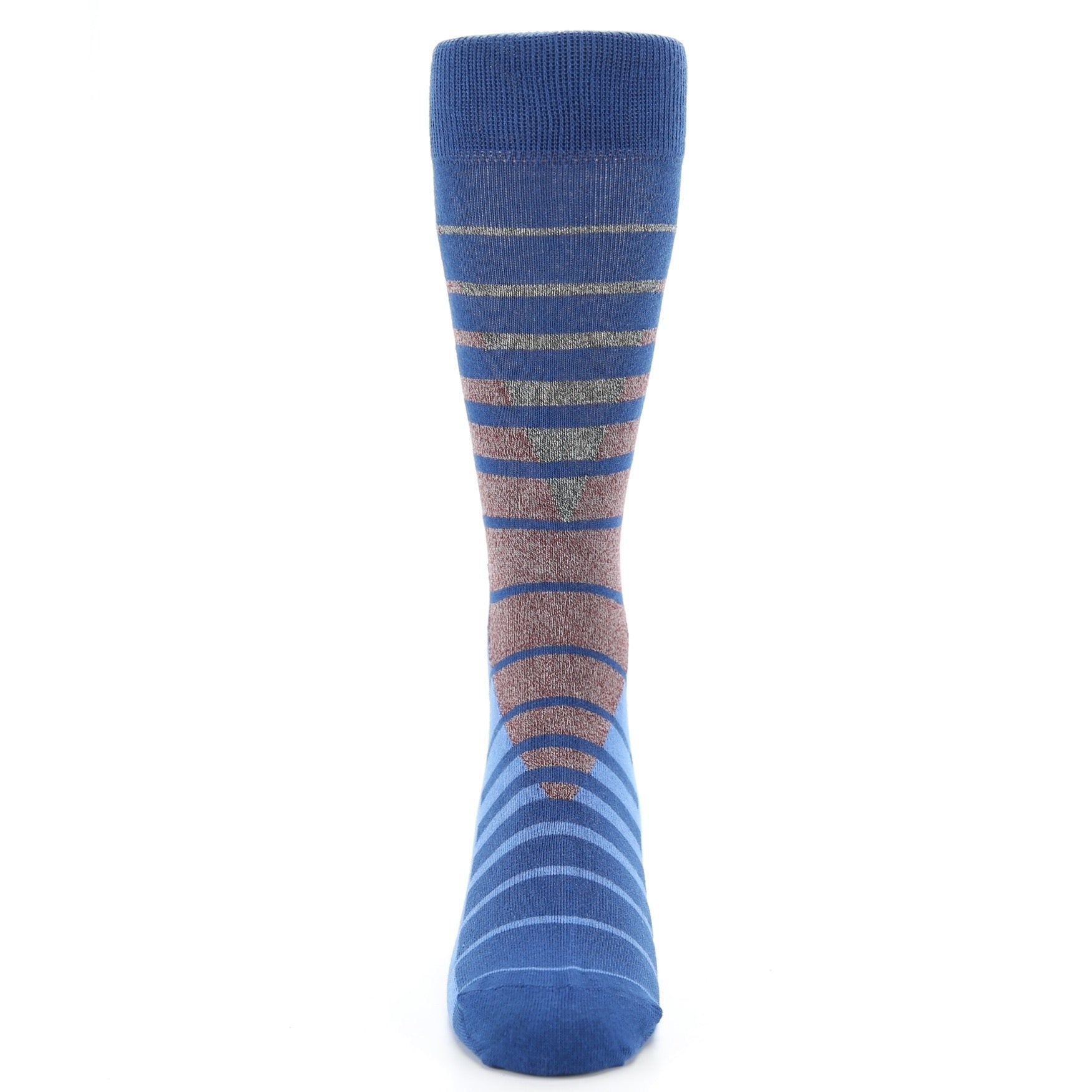 Blue Gray Triangle Stripe Men's Dress Socks
