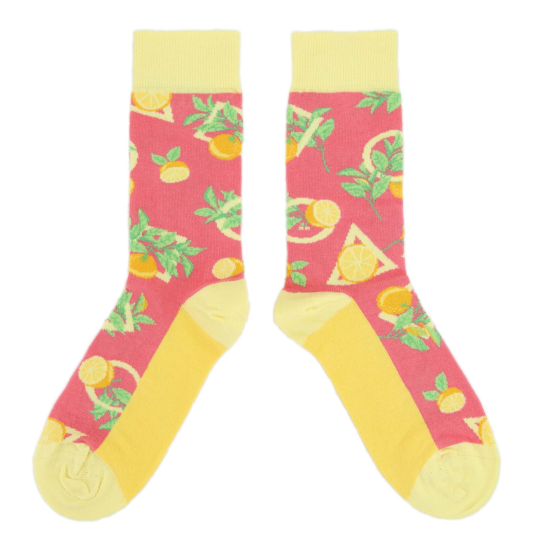 Coral Fruit Lemons Women's Dress Socks