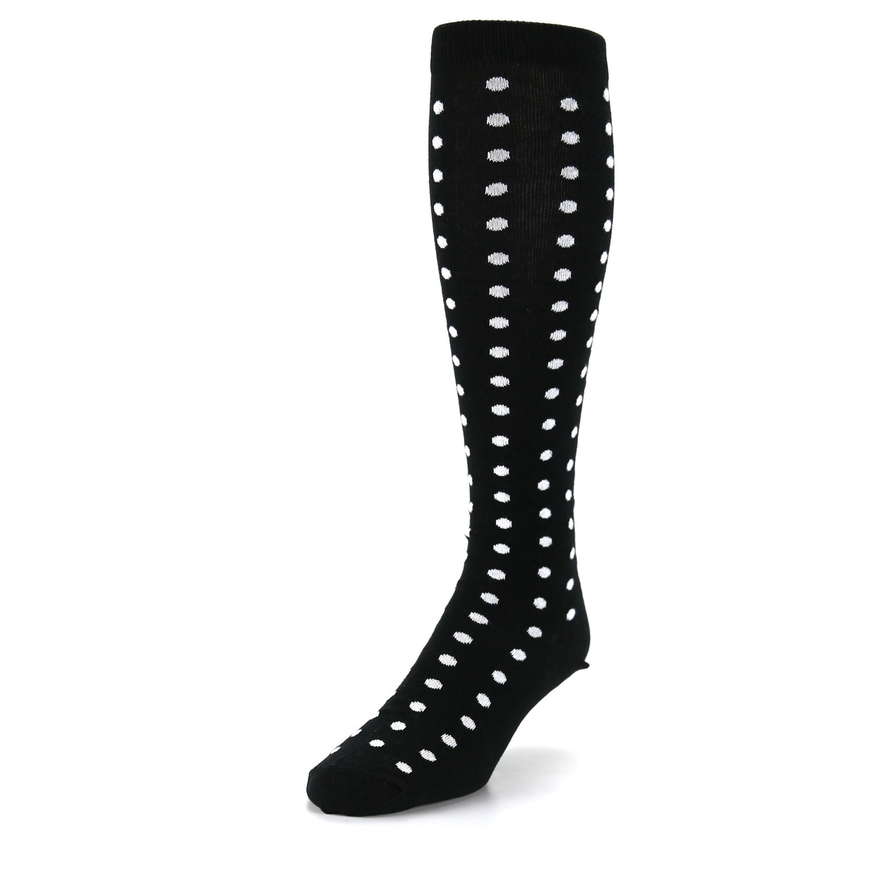 Black White Polka Dot Socks - Men's Over-the-Calf Socks