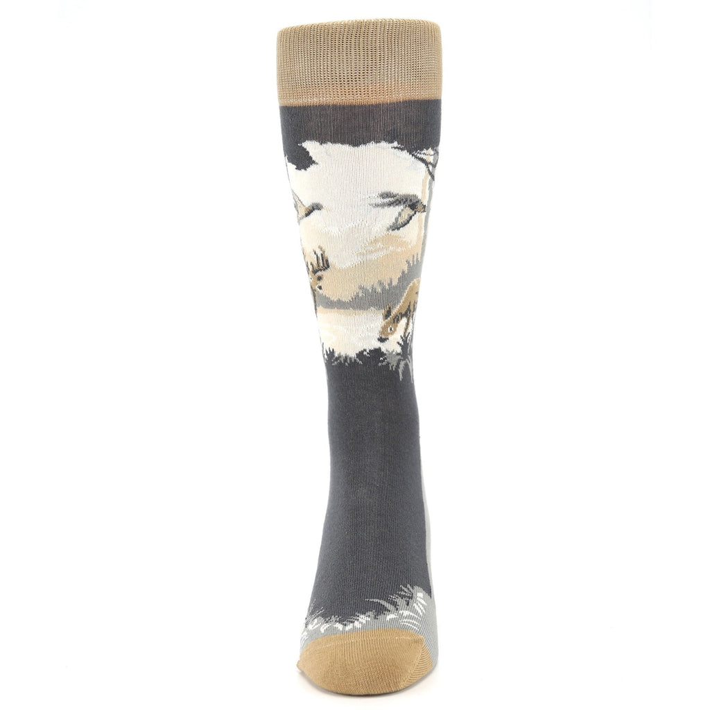 Hunting Socks - Tan and Gray Men's Novelty Dress Socks