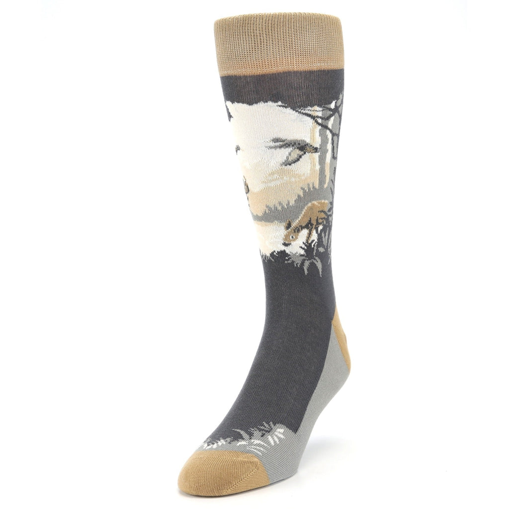 Hunting Socks - Tan and Gray Men's Novelty Dress Socks
