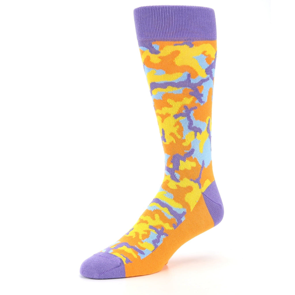 Orange Purple Camo Socks - Men's Dress Socks