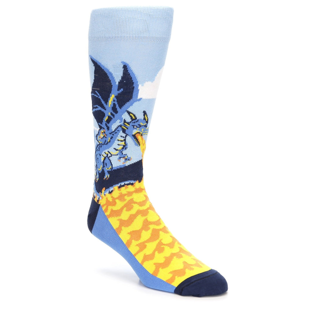Blue Orange Dragon Socks - USA Made - Men's Novelty Socks
