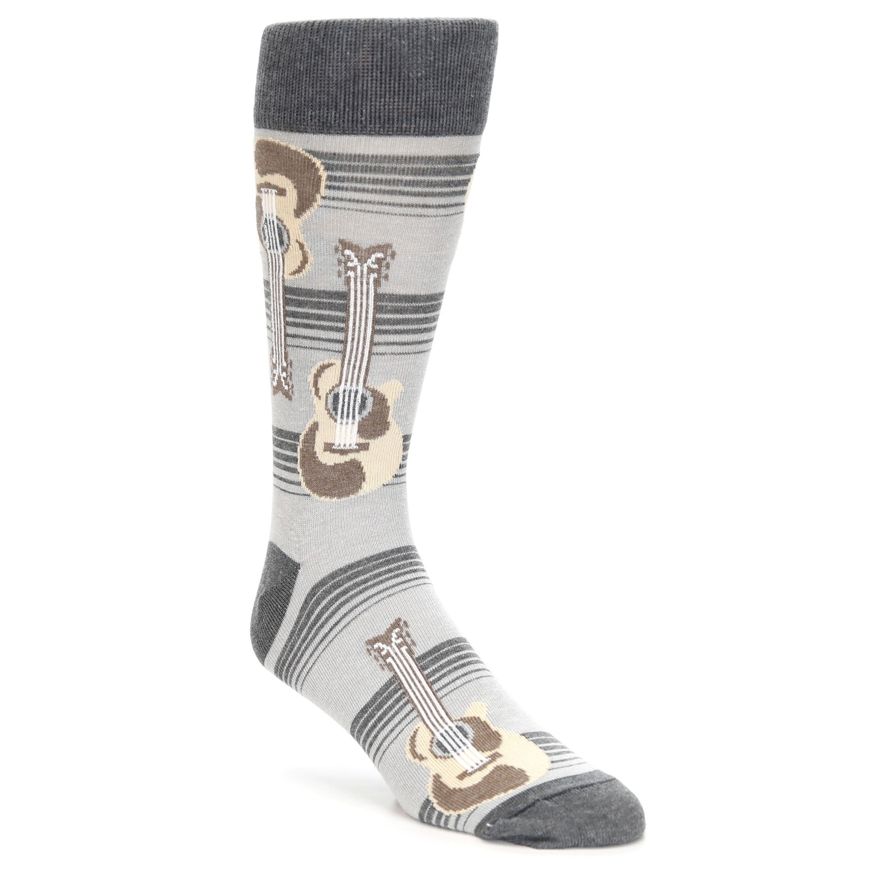 Gray Guitar Socks - USA Made - Men's Novelty Socks