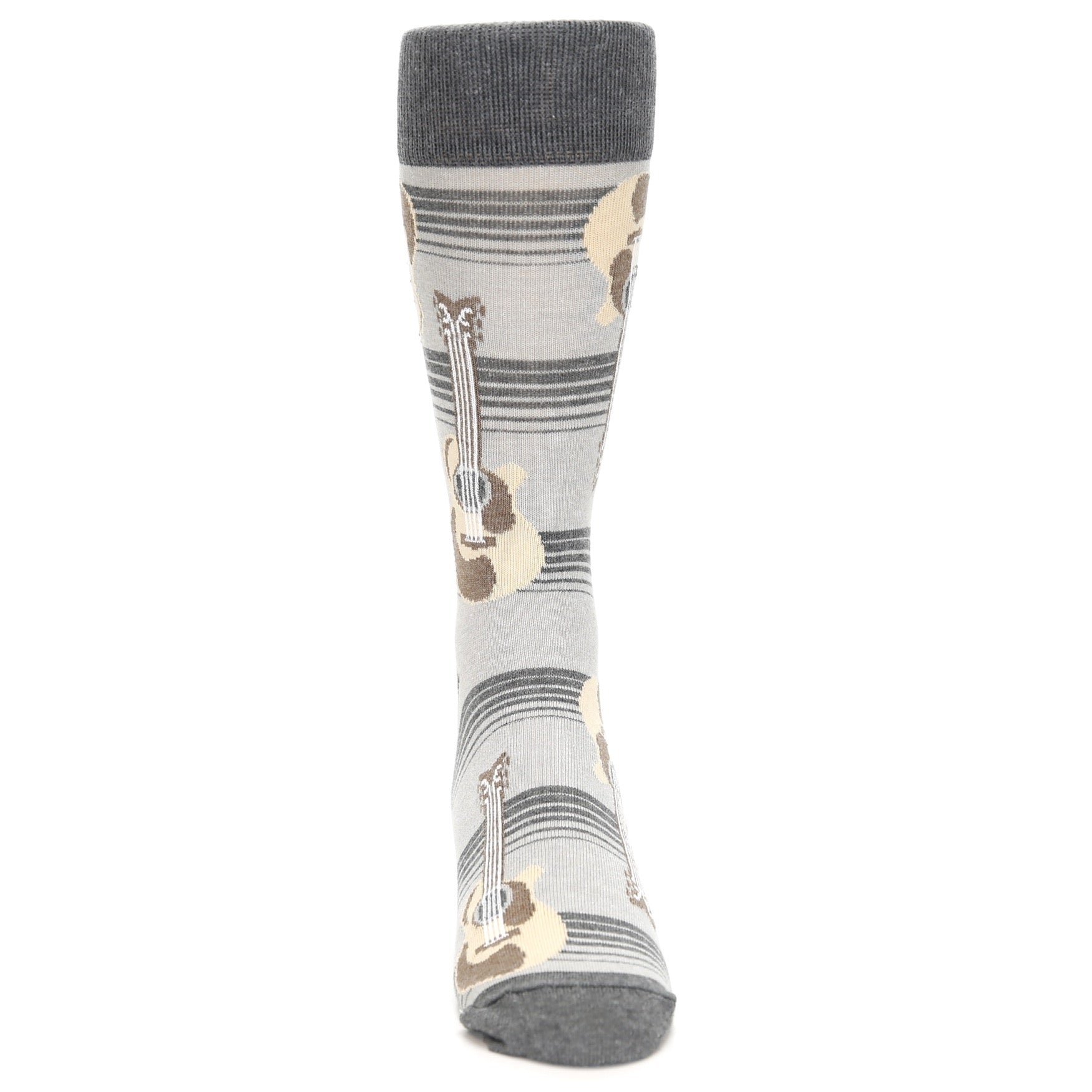 Gray Guitar Socks - USA Made - Men's Novelty Socks