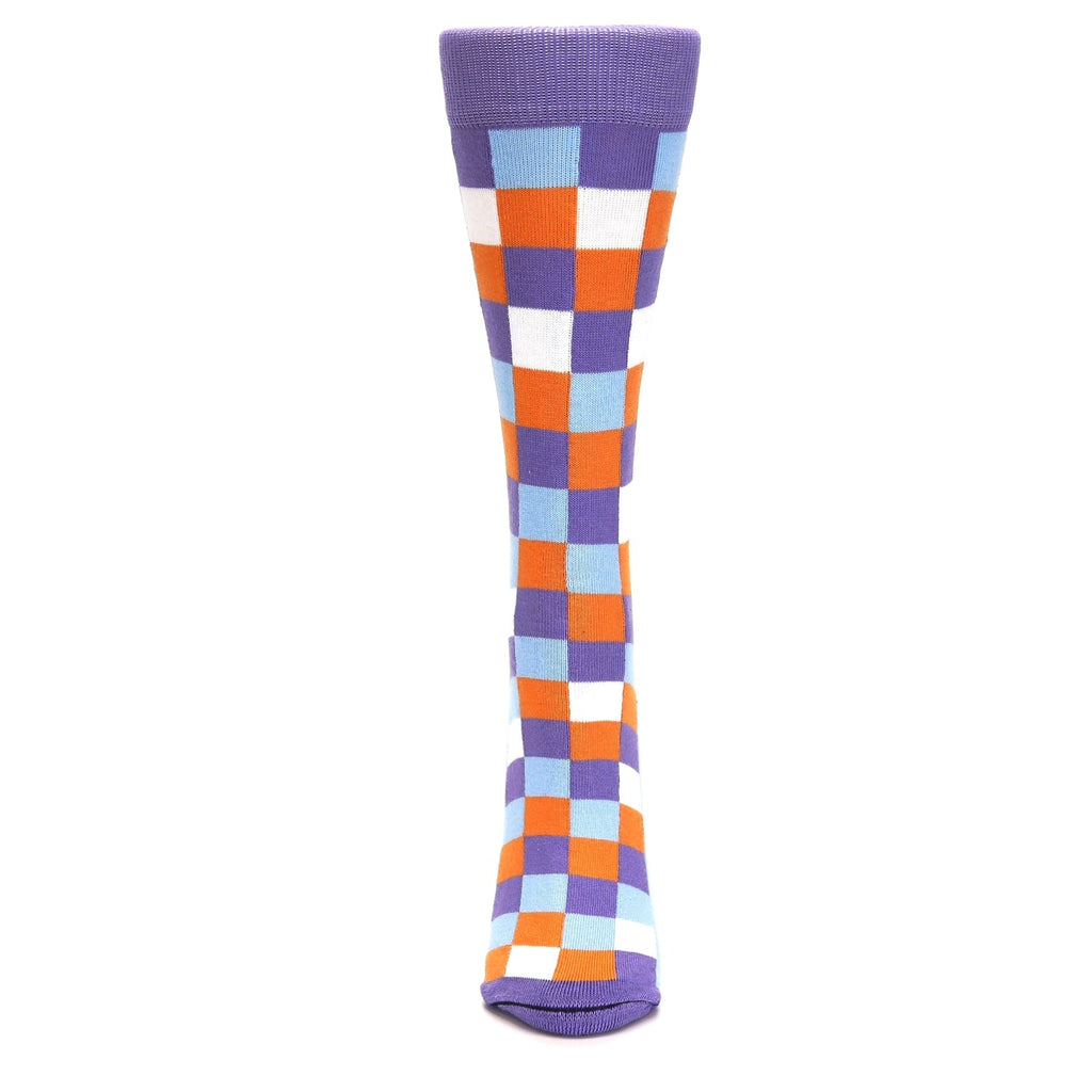 Purple Orange Blue Checker - USA Made - Women's Novelty Socks