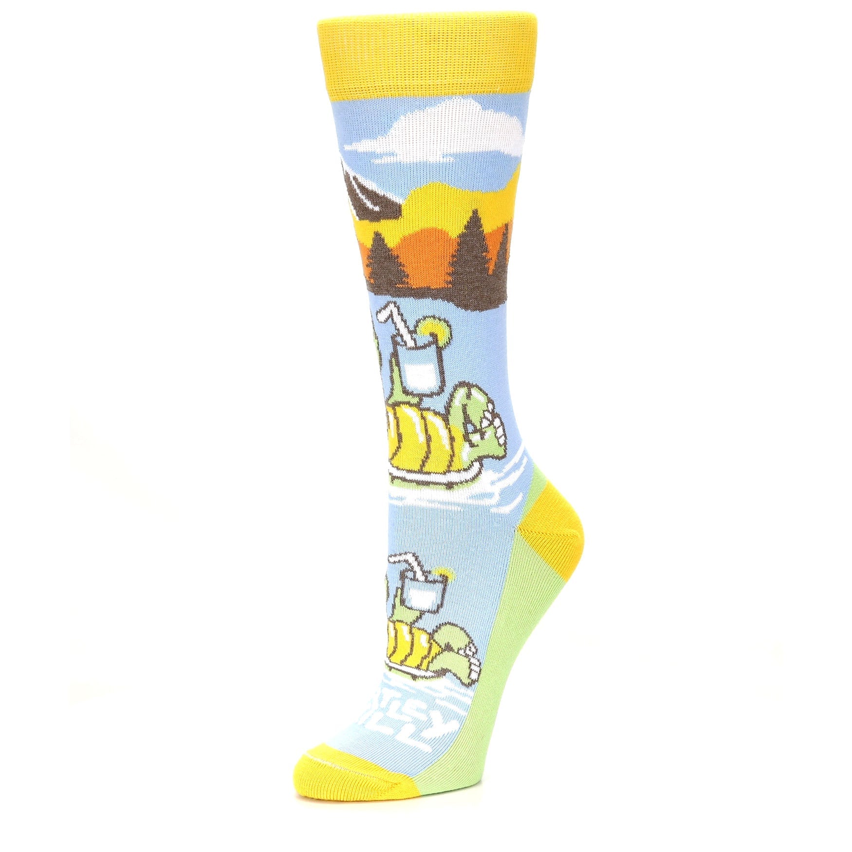 Blue Green Turtley Chill Turtle Women's Dress Socks