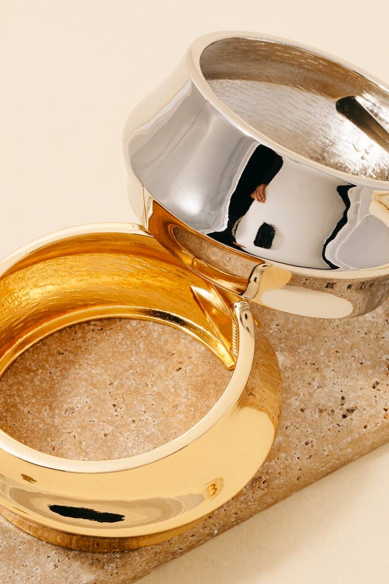 Bold Statement Metal Cuff Bracelet – Gold or Silver