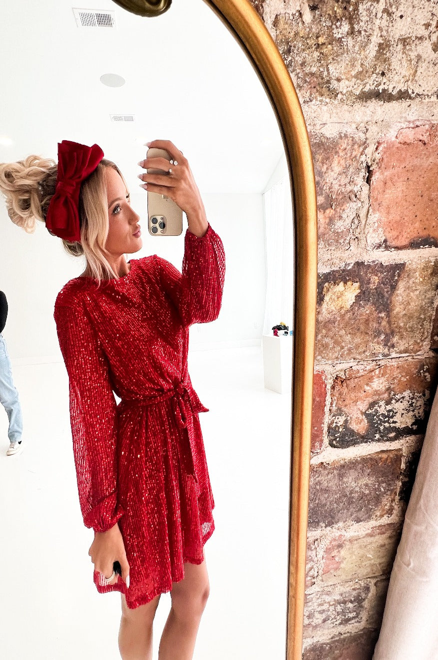 Red Sequin Festival Party Dress -clearance