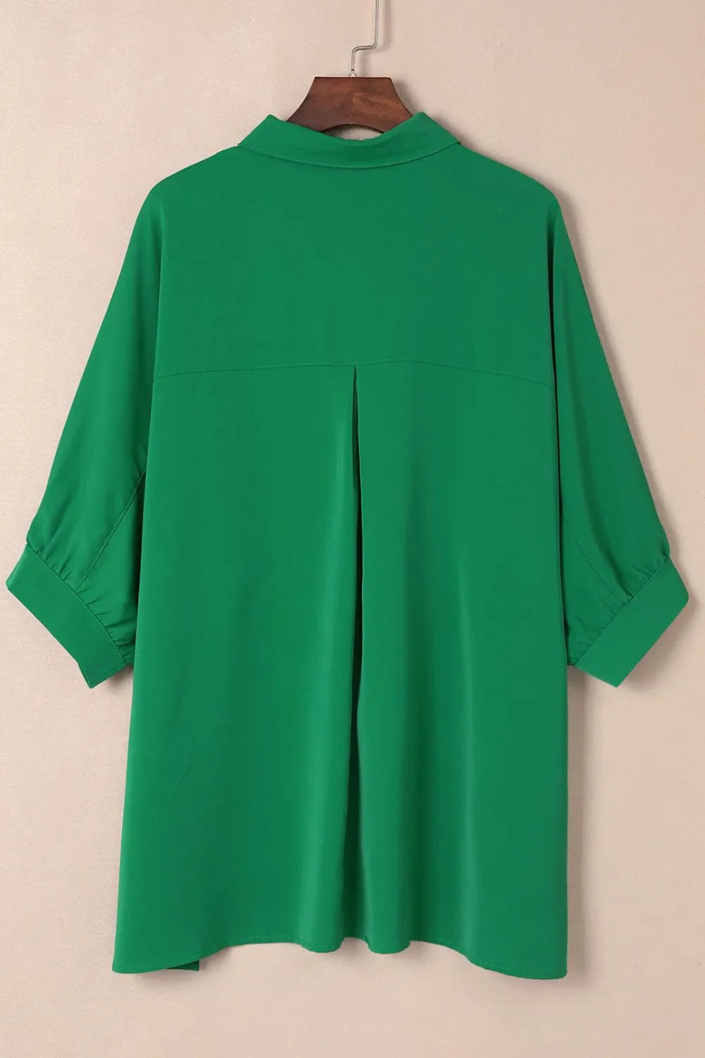 Collared Neck Three-Quarter Sleeve Shirt