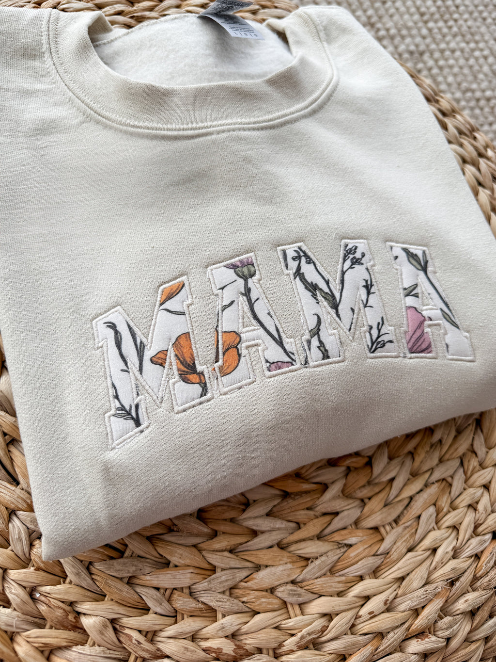 Wild Poppies Embroidered Mama Crewneck