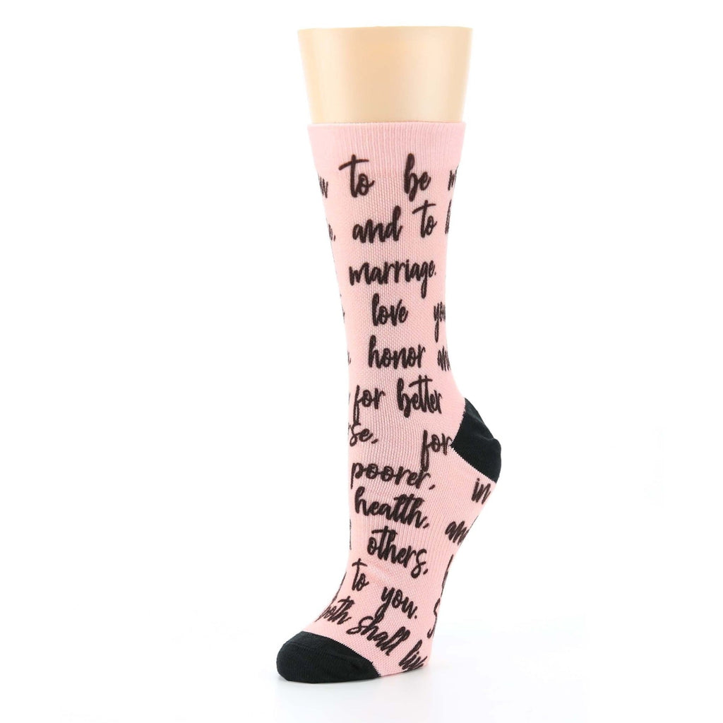 Blossom Pink Sweet Sentiment Custom Note Socks - Women's Custom Socks- Script