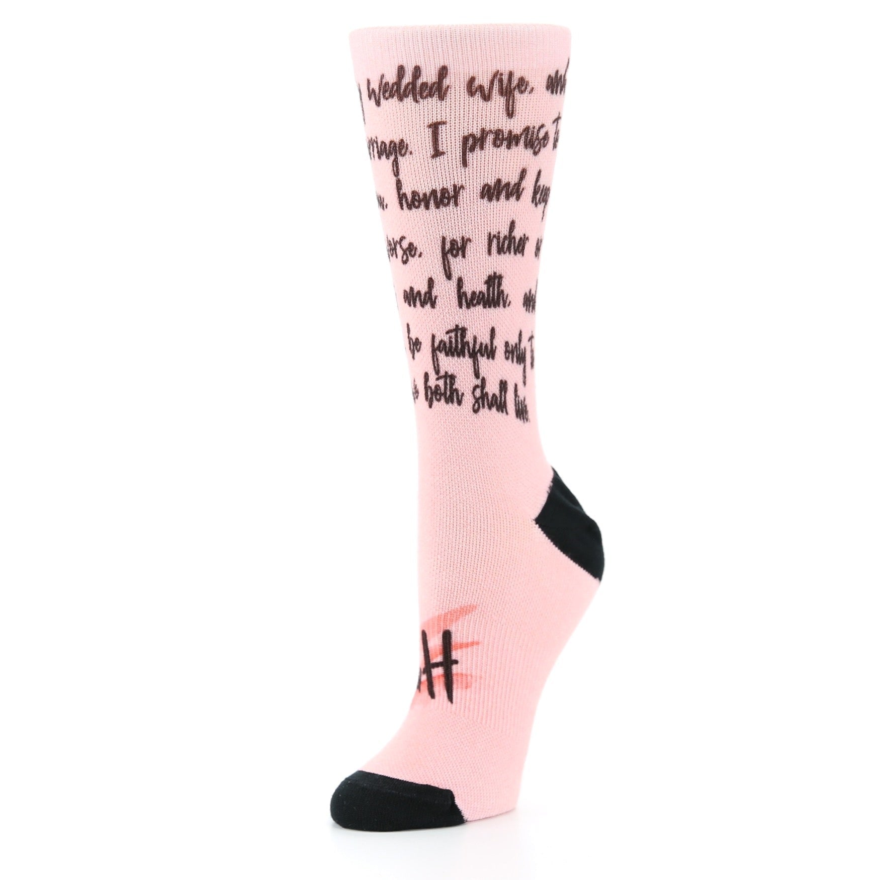 Blossom Pink Sweet Sentiment Custom Note Socks With Initials - Women's Custom Socks