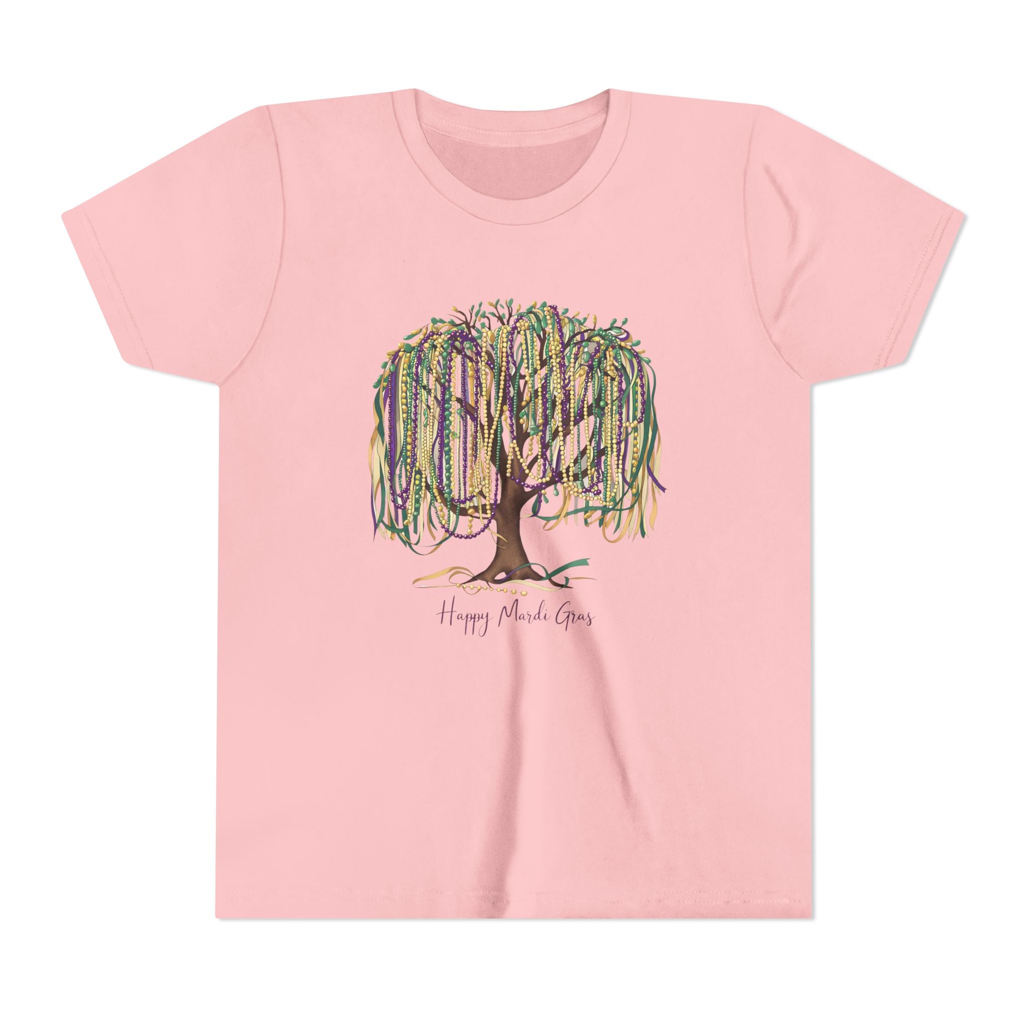 Happy Mardi Gras Youth Short Sleeve Tee, Colorful Festival Shirt for Kids, Celebration T-Shirt, Perfect for Parades, Kids Party Wear
