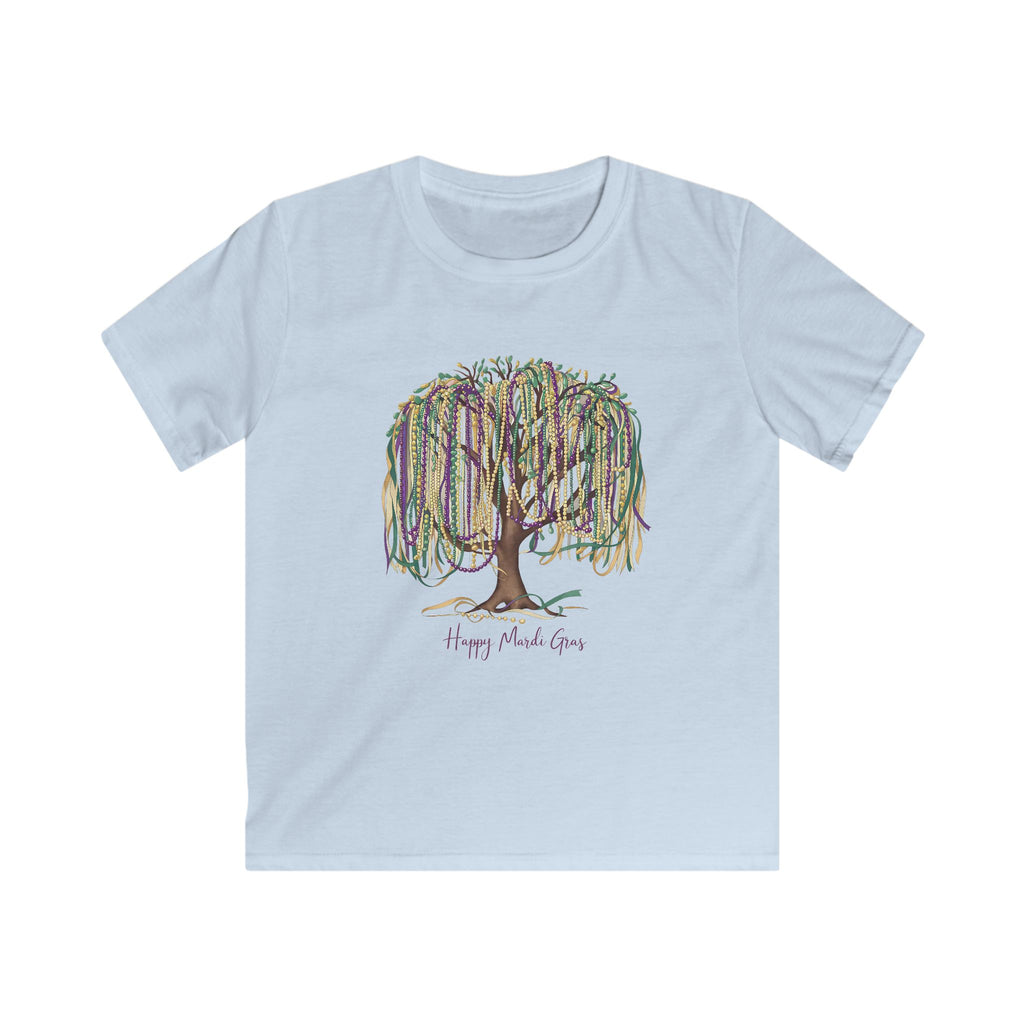 Mardi Gras Kids Softstyle Tee, Fun and Festive T-Shirt, Perfect for Parties, Beads and Celebrations, Birthday Gift, Carnival Wear