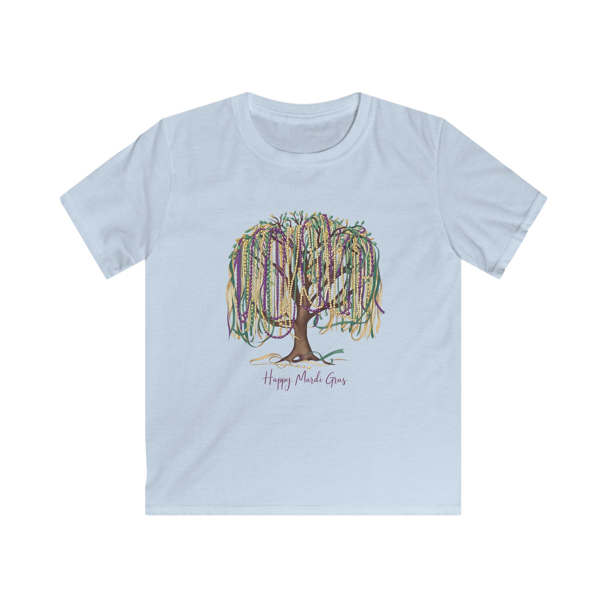 Mardi Gras Kids Softstyle Tee, Fun and Festive T-Shirt, Perfect for Parties, Beads and Celebrations, Birthday Gift, Carnival Wear