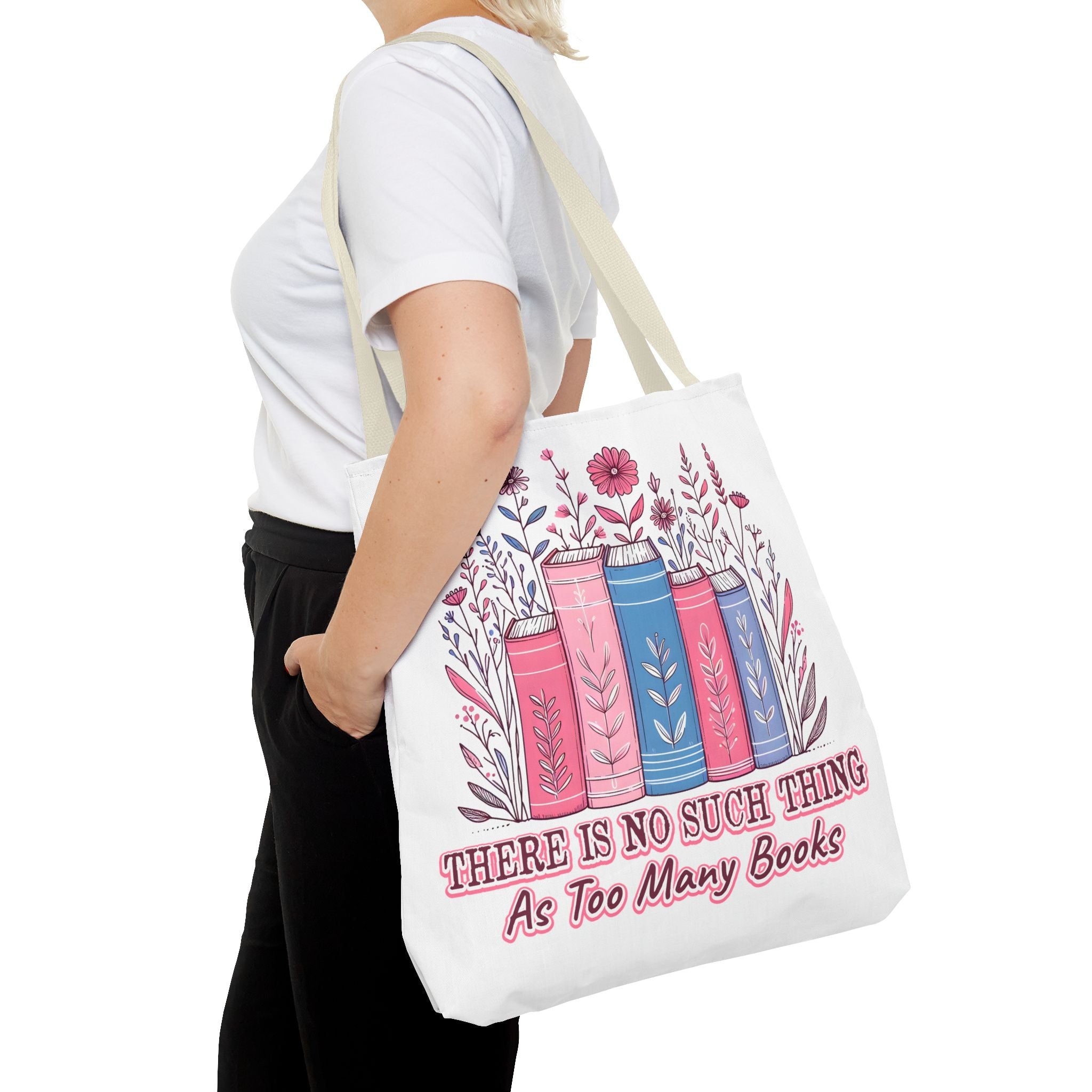 Whimsical Book Lover Tote Bag, Literary Gift, Bookish Accessories, Library Tote, Floral Books Design
